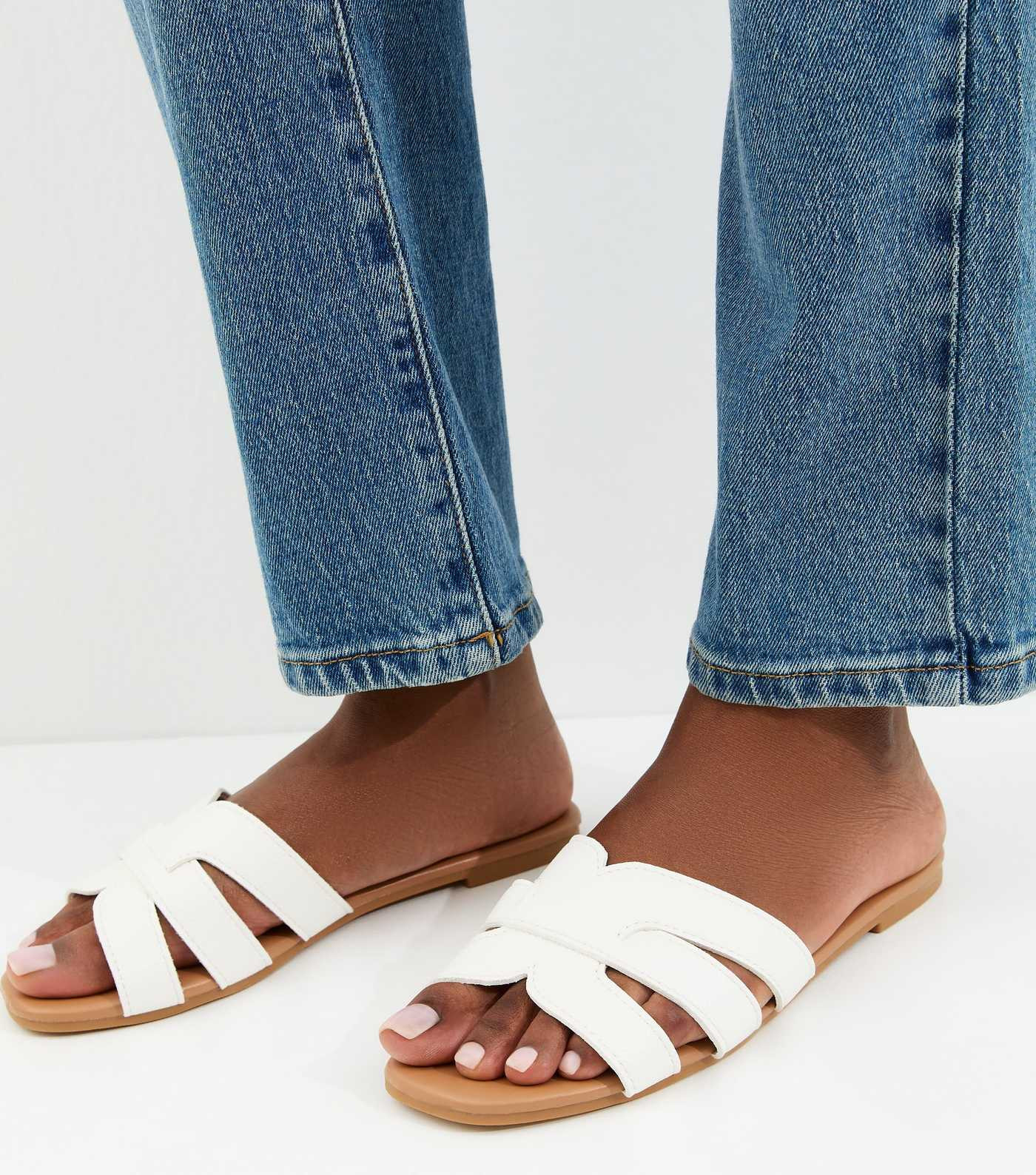 White Faux Leather Interwoven Strap Flat Mule Sandals | New Look | New Look (UK)