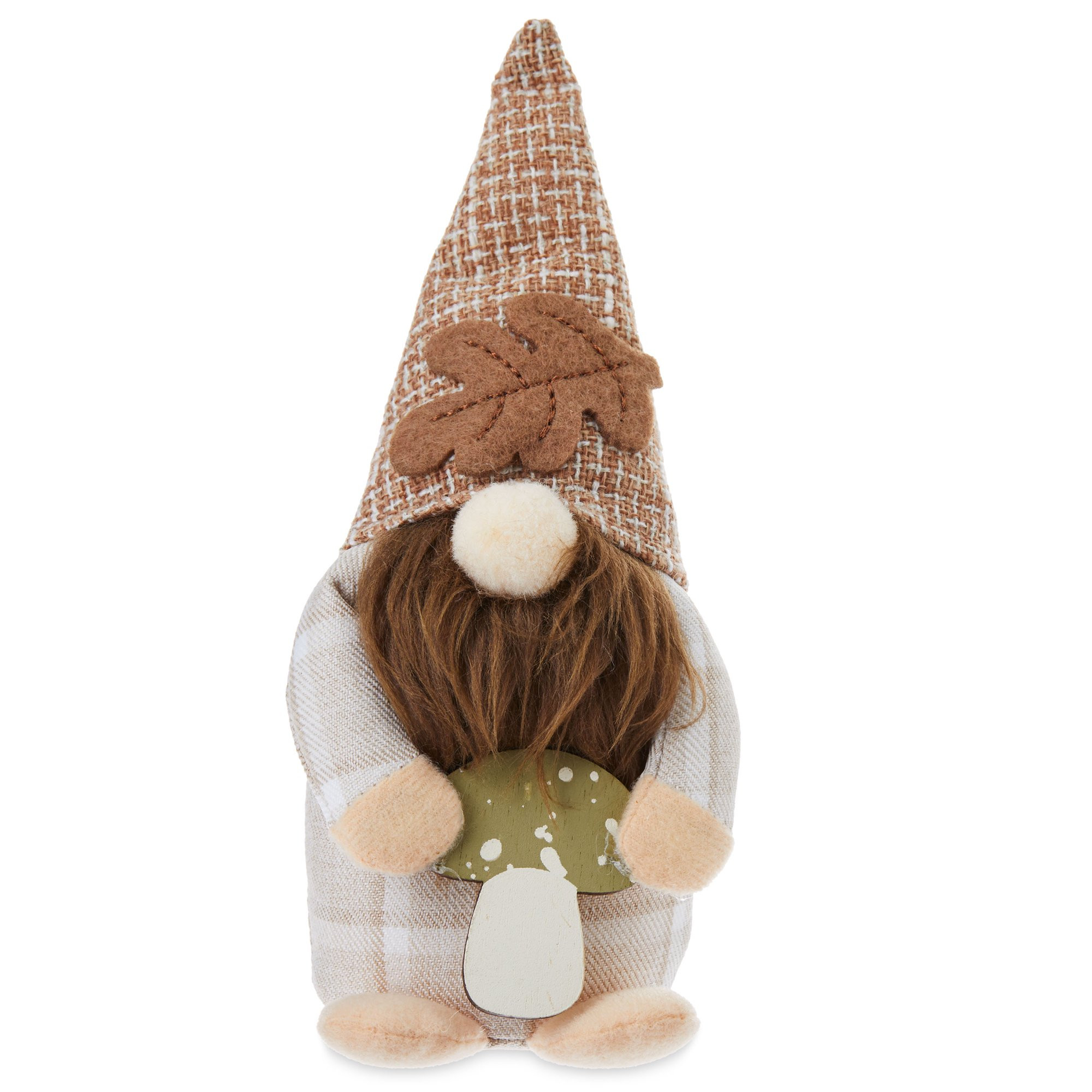 Fall Harvest Brown Fabric Gnome Decoration with MDF Mushroom Sign, 6 in, by Way To Celebrate | Walmart (US)