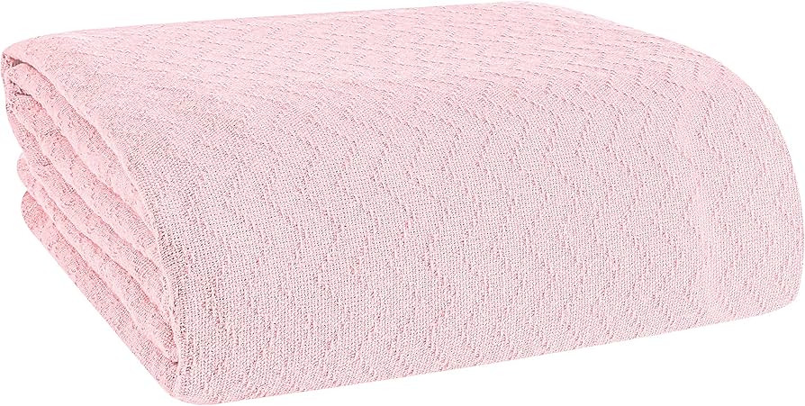 BELIZZI Home 100% Cotton Bed Blanket, Breathable Thermal Blanket Twin Size, Soft Chevron Thermal ... | Amazon (US)