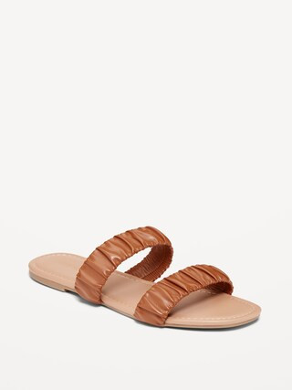 Faux-Leather Ruched Sandals for Women | Old Navy (US)