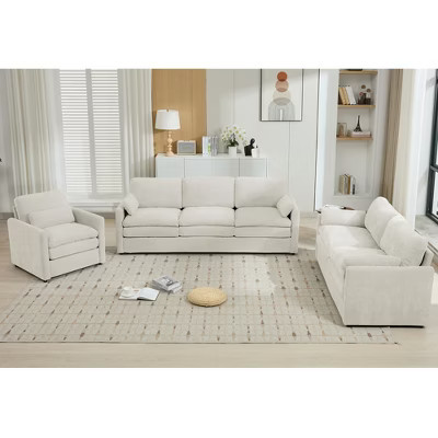 Upholstered Sofa Oversized Cloud Sofa Double Cushion Sofa Couch 6-seat Sofa Set Armchair Single Sofa Loveseat 3-seat Sofa, Beige-ModernLuxe | Target