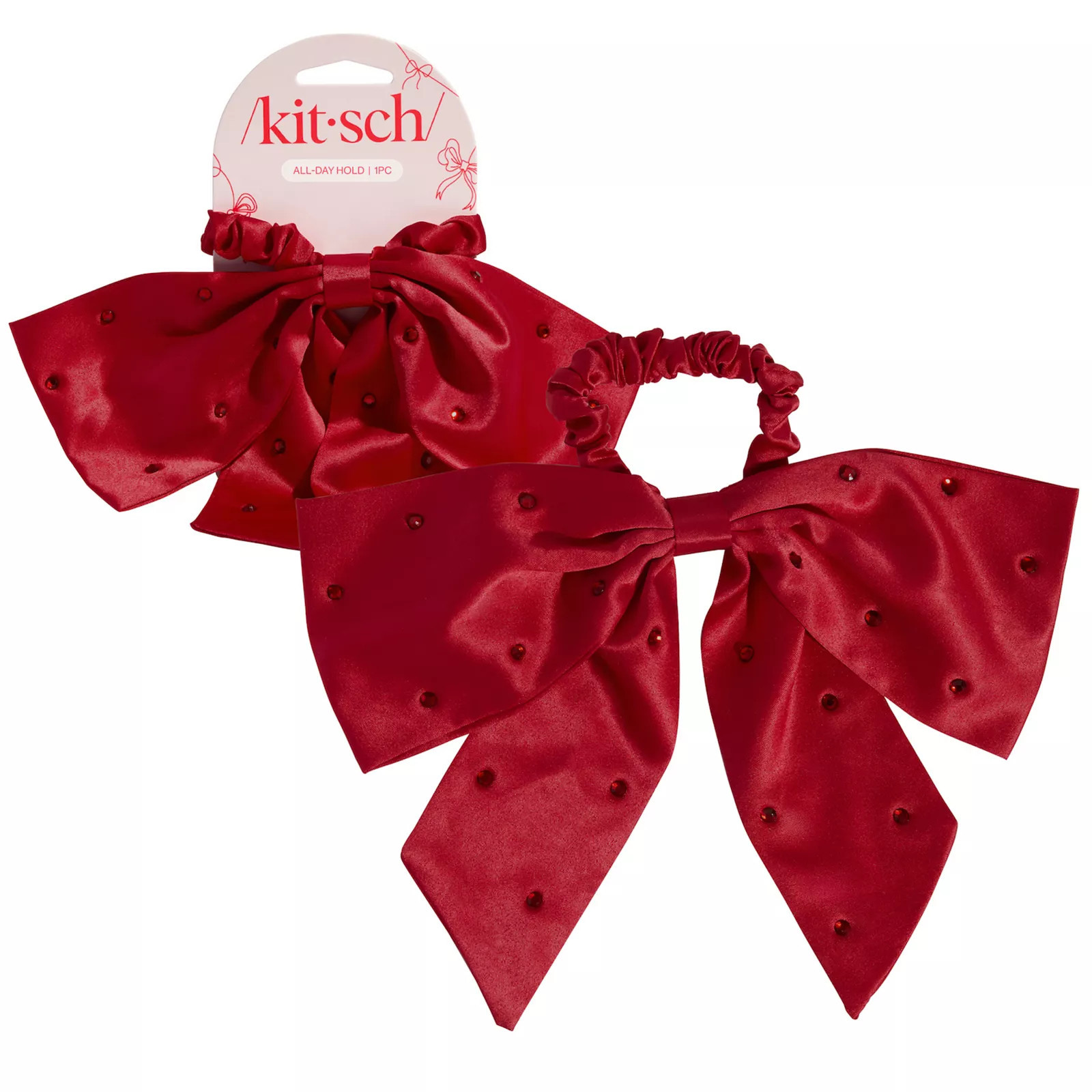 Kitsch Satin & Rhinestone Bow Scrunchie, Red | Kohl's