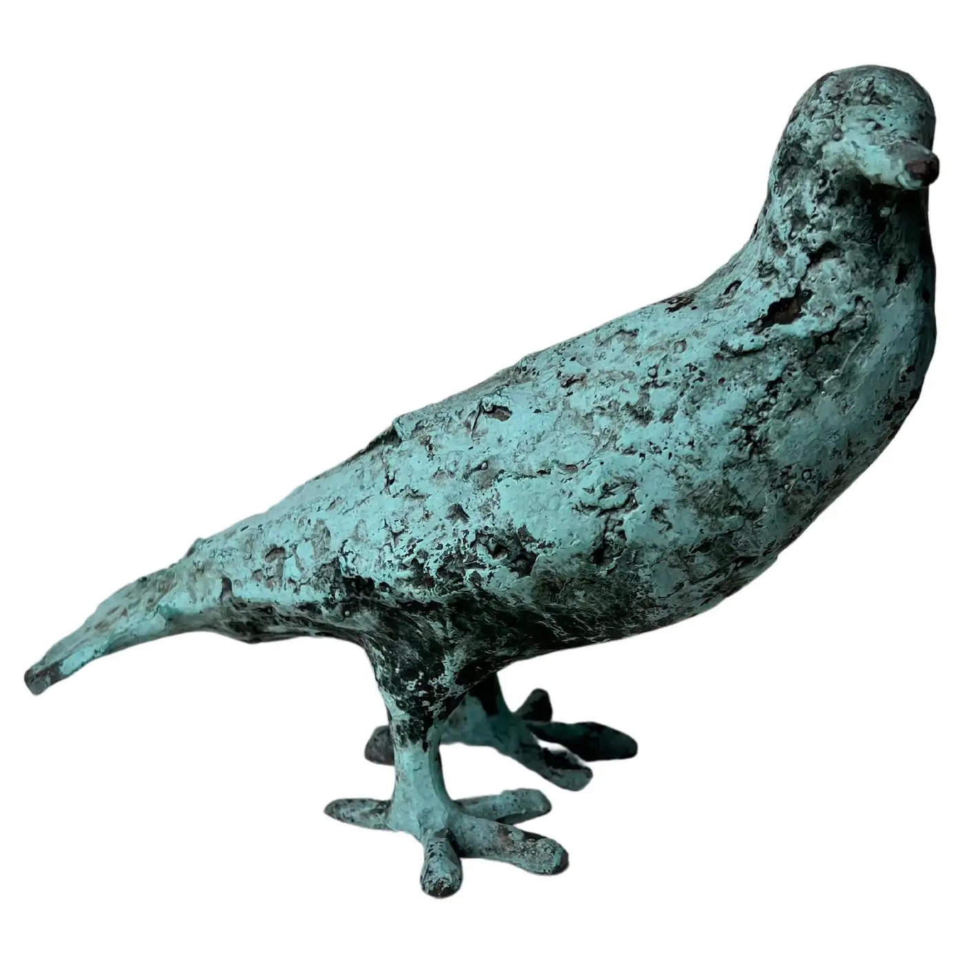 Giacometti-Style Bronze Dove Sculpture with Closed Wings | 1stDibs