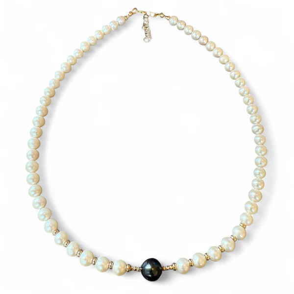 WHITE PEARL &amp; TAHITIAN PEARL NECKLACE – SHAKTI | SHAKTI JEWELRY