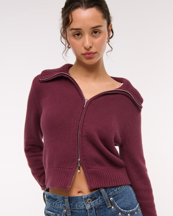 Women's Double Zipper Cardigan | Women's New Arrivals | Abercrombie.com | Abercrombie & Fitch (US)
