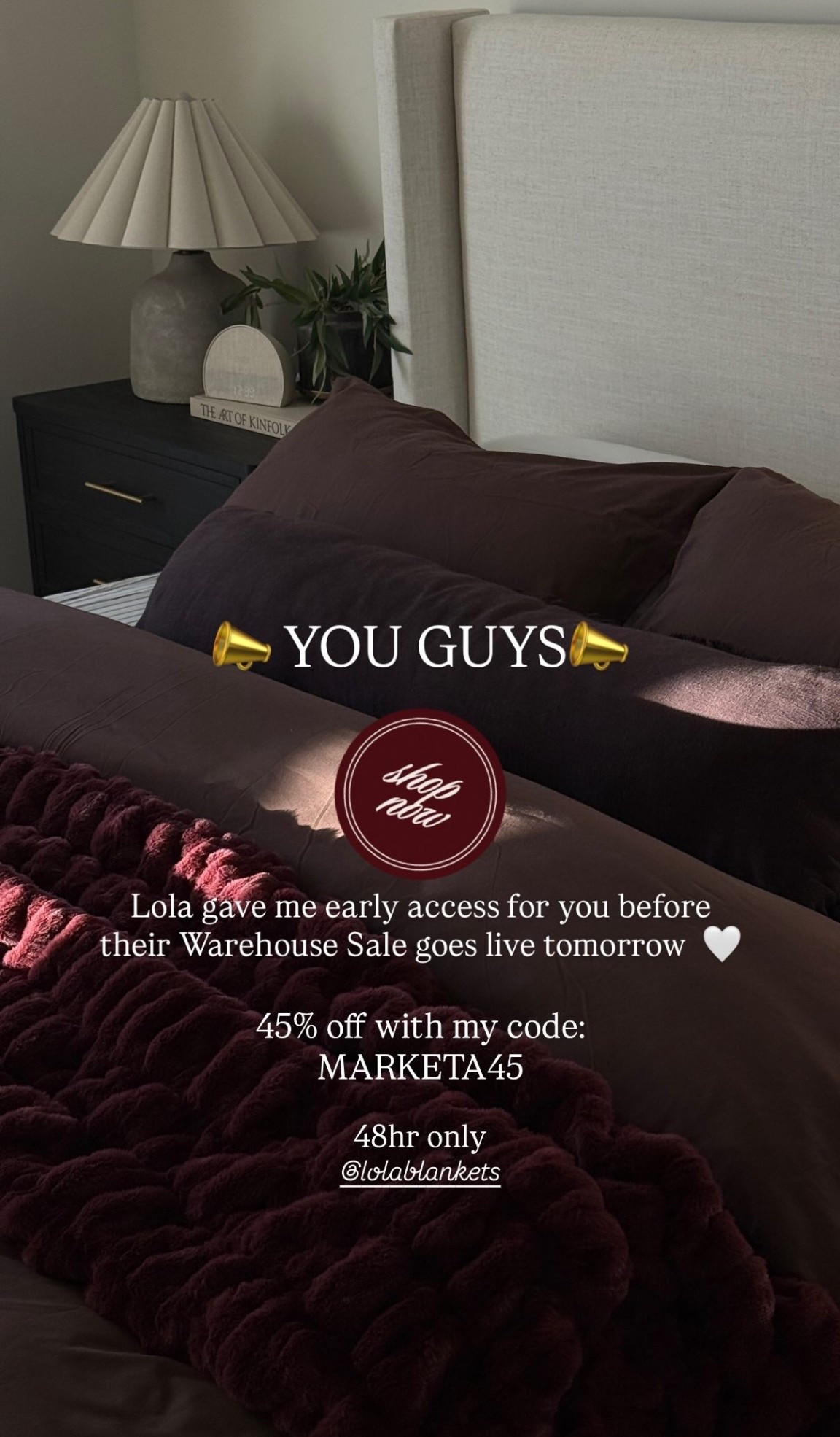Lola Blanket is 45% off you guys! THE BEST, softest, comfiest blanket you will own, I promise you! The sale starts tomorrow but Lola gave me an early access code:
MARKETA45 at checkout….these will sell out fast!

#LTKSeasonal #LTKHome