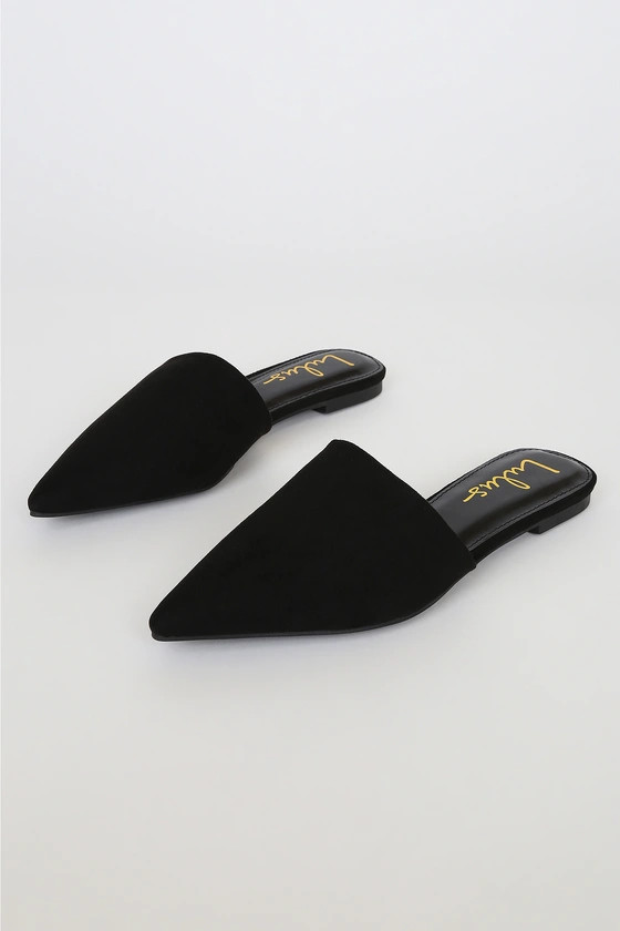 Lorena Black Suede Pointed Toe Slides | Lulus (US)