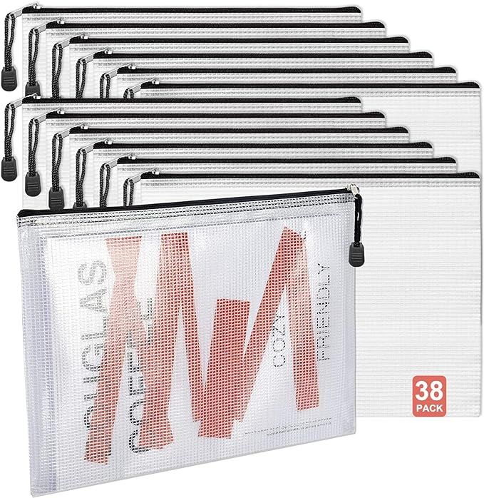 LABUK 38pcs Mesh Zipper Pouch, Plastic Puzzle Bags for Board Game Storage Organizing, Letter Size... | Amazon (US)