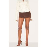 Chocolate Suede Low Rise Hot Pants | PrettyLittleThing US