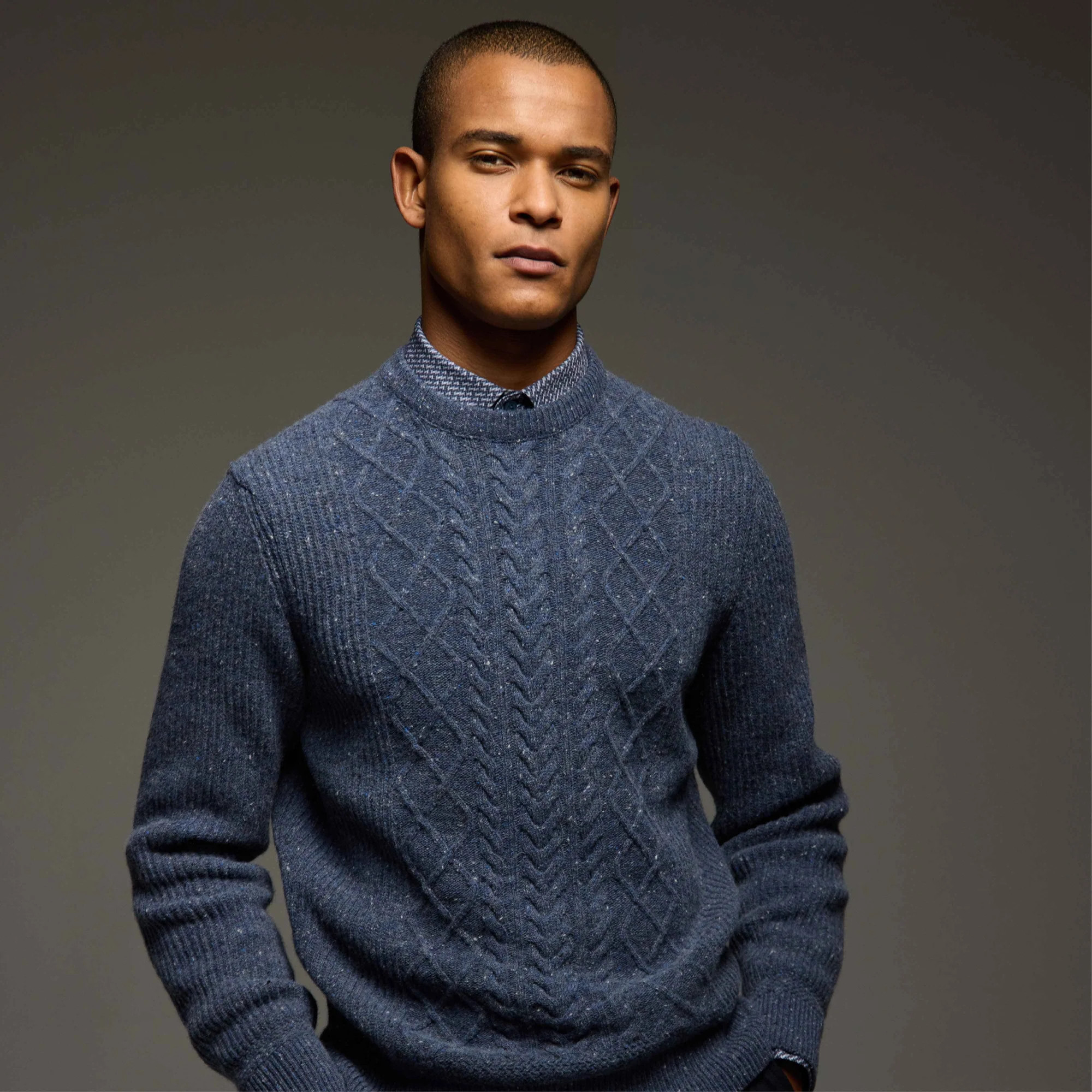 Cable Diamond Stitch Crewneck Sweater | Bugatchi