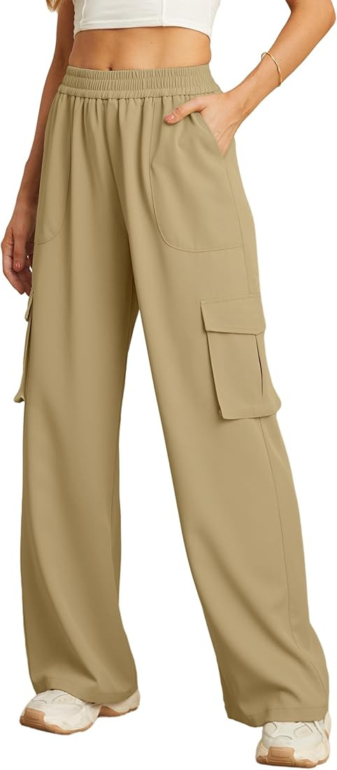 GRECERELLE Cargo Sweatpants Women High Waisted Casual Wide Leg Womens Cargo Pants Baggy Y2K Cargo... | Amazon (US)