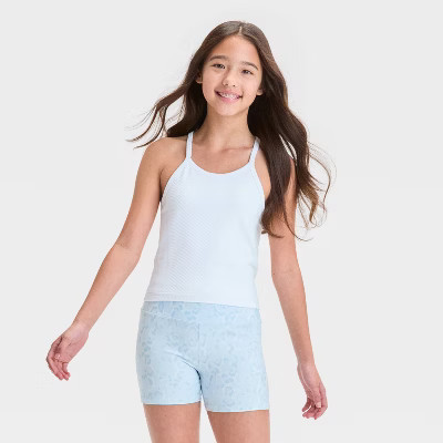 Girls' Seamless Crop Tank Top - All In Motion™ White M: Fit, Midweight, Pullover, Sleeveless | Target
