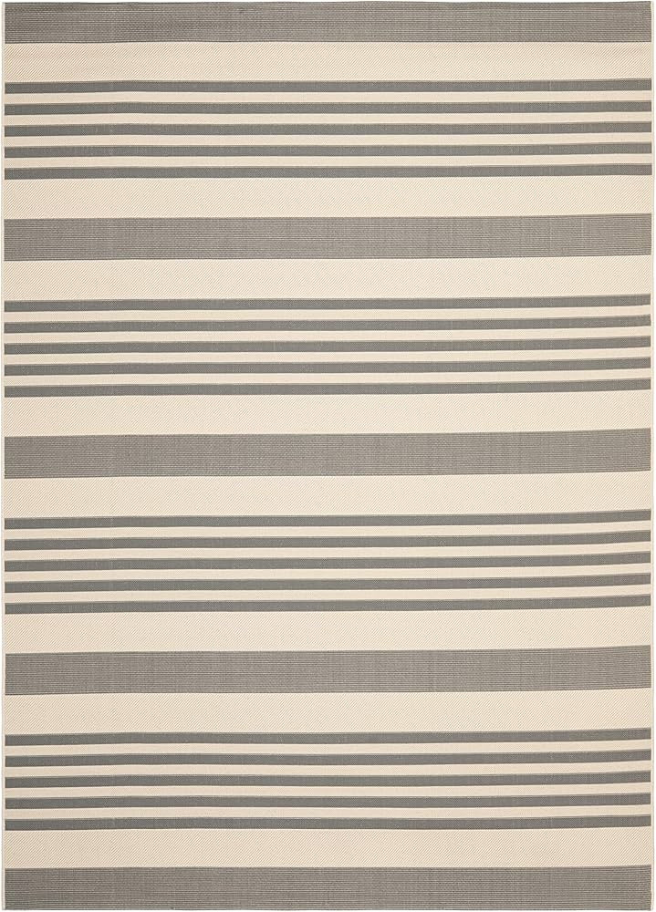 SAFAVIEH Courtyard Collection 8' x 10' Grey/Bone CY6062 Stripe Indoor/ Outdoor Patio Backyard Mud... | Amazon (US)