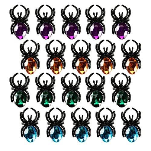 BinaryABC Spider Rings Halloween Party Favors,Diamond Spider Ring,Halloween Decoration,20Pcs(Assorted Color) | Amazon (US)