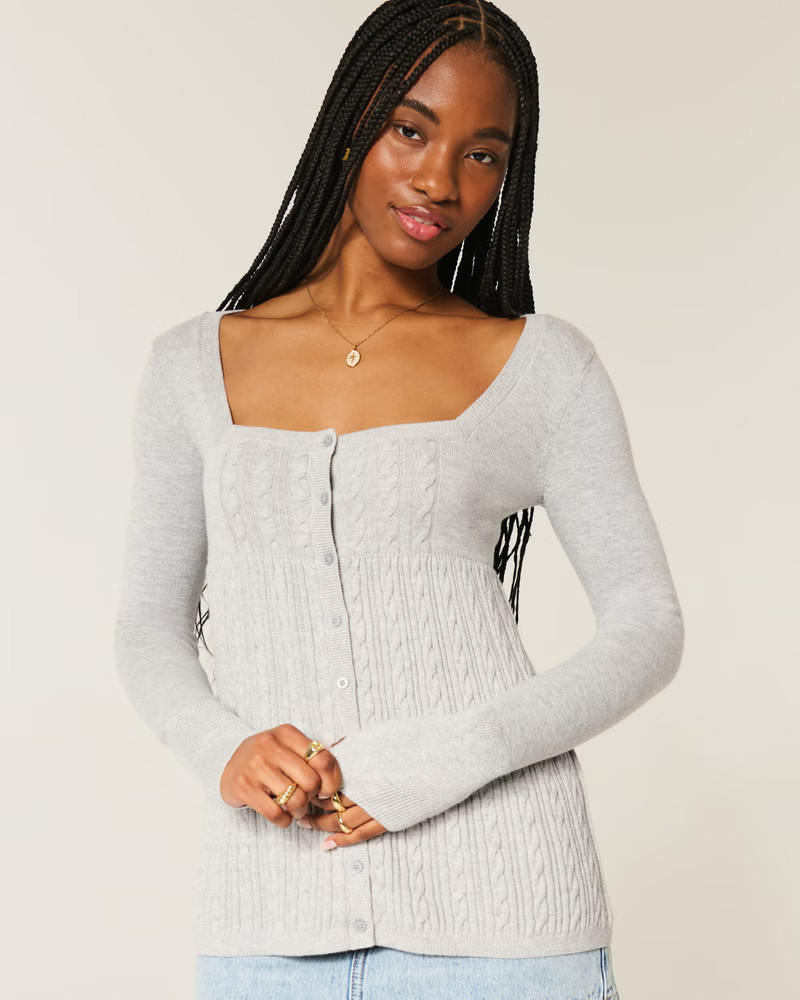 Women's Easy Long-Sleeve Square-Neck Babydoll Sweater | Women's Tops | HollisterCo.com | Hollister (US)