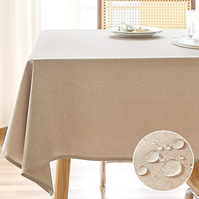 AUSSPVOCT Textured Linen Tablecloth Rectangle 52x70 Waterproof Spill-Proof Wipeable Table Cloth W... | Amazon (US)