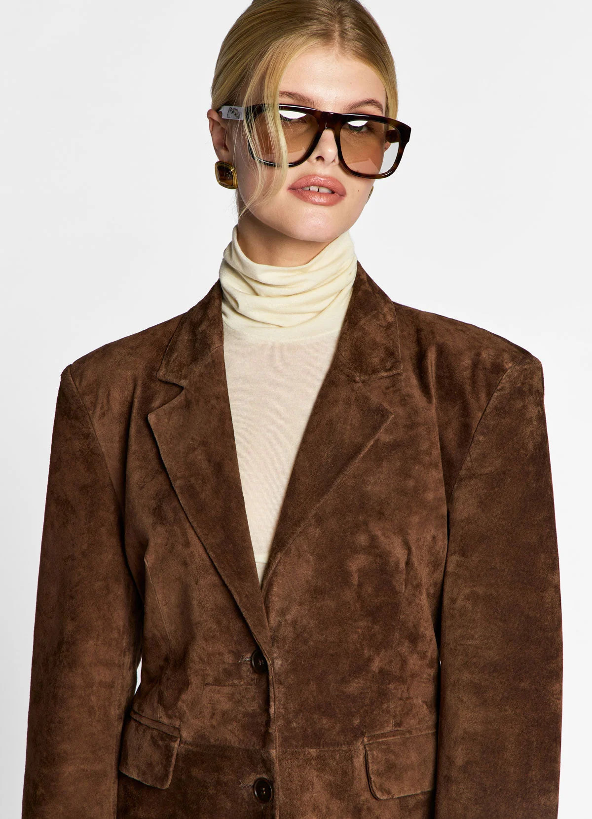 Brown Suede Hourglass Coat | DE SAVARY LONDON