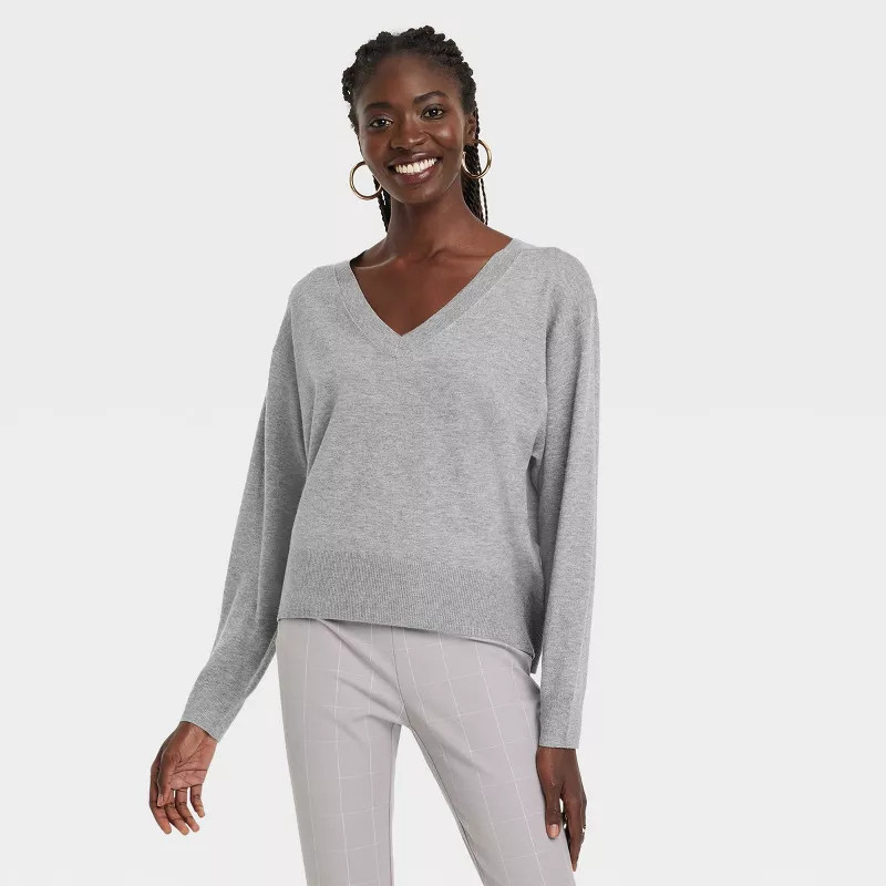 Women's Fine Gauge V-Neck Sweater - A New Day™ | Target