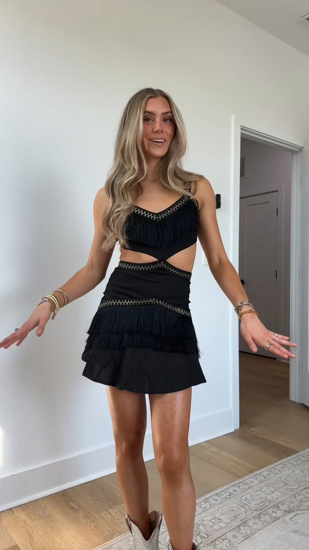 @12th Tribe size xs. Code is SLOANEFES10 Badlands meets boho glam with the Haven Black Fringe Cutout Mini Dress -  a daring mix of luxe and rebellion. Featuring bold fringe detailing on the top and skirt with sexy cutouts, the mini is made for those who set the vibe and own every moment. Pair with statement  festival accessories and get ready to ride.

#LTKootd #LTKSaleAlert #LTKSeasonal