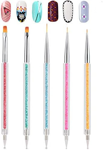 Double-Ended Nail Art Brushes, TEOYALL 5 PCS Nail Design Tools Kit Including Nail Liner Brush and... | Amazon (US)