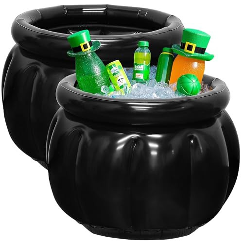 Triumpeek 2 Packs St Patricks Day Inflatable Cooler, 24.8" Inflatable Black Cauldron Ice Bucket for Luau Swimming Pool Halloween Party Photo Prop Decoration | Amazon (US)
