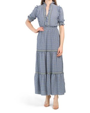 Short Sleeve Tier Maxi Dress | TJ Maxx