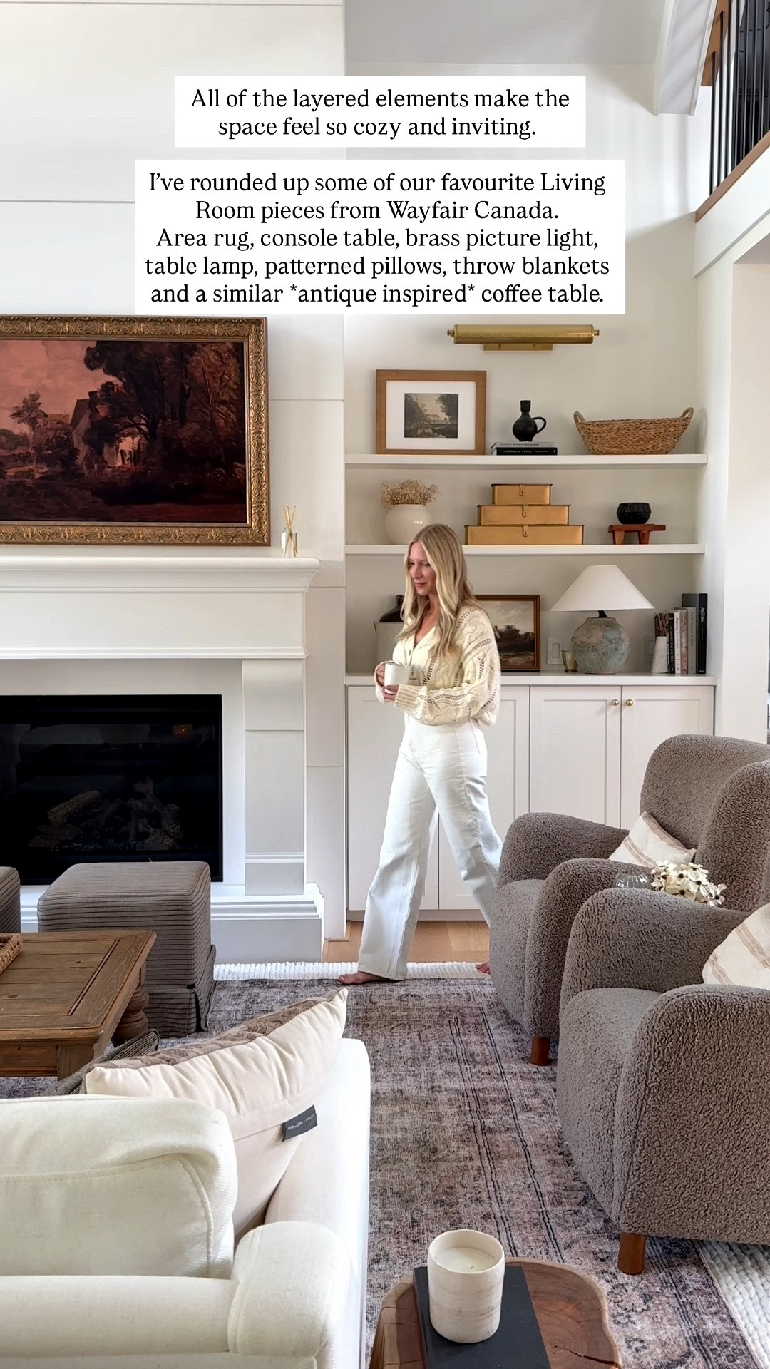 With Wayfair Canada, it’s easy to find the perfect pieces with thoughtful details to help elevate your home. I’ve gathered some of my favourite pieces in our home. Vintage inspired rugs,  reclaimed wood console table, brass picture light, patterned pillows, table lamps, ceramic tiles, faucets, arched vanity mirrors, curtain rods and more. I’ve also linked a similar antique inspired coffee table. All from @wayfaircanada! #WayfairCAPartner #WayfairCAHome 