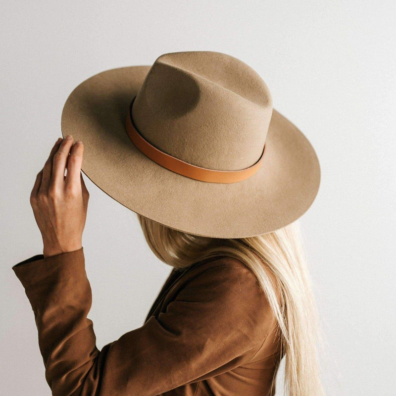 Emma Wide Brim Fedora - Tan | Gigi Pip