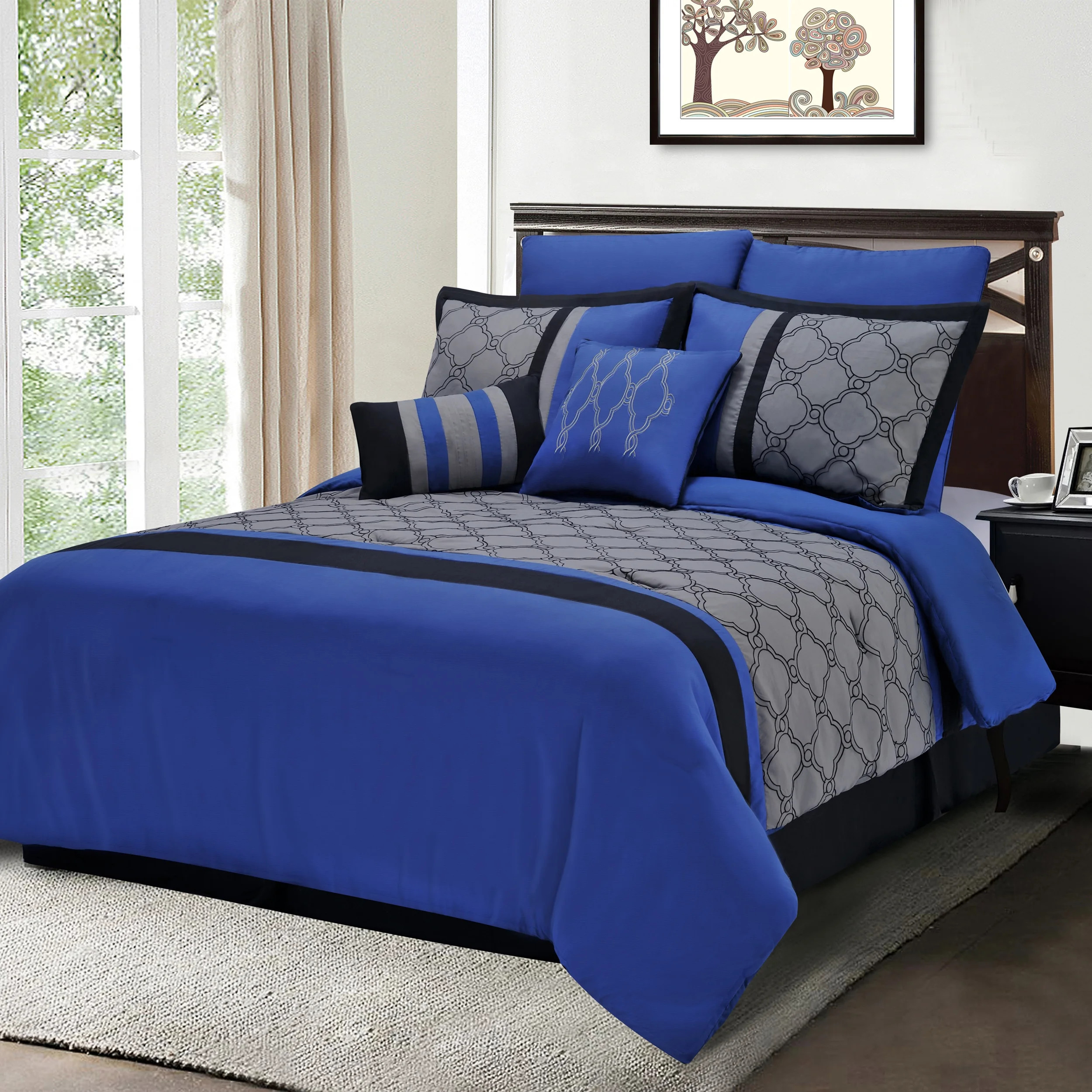 Maxfield 8-Piece Bedding Set, Comforter, Shams and Decorative Pillows, Cal King - Walmart.com | Walmart (US)