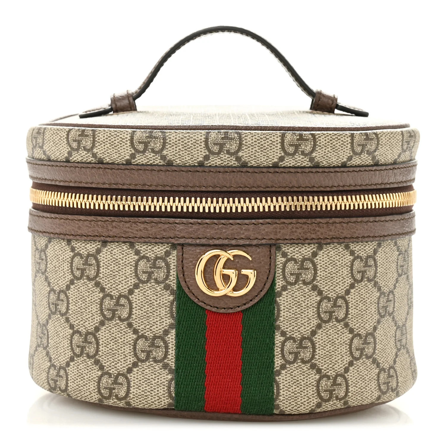 GG Supreme Monogram Textured Calfskin Web Ophidia Vanity Cosmetic Case Beige Ebony New Acero | FASHIONPHILE (US)