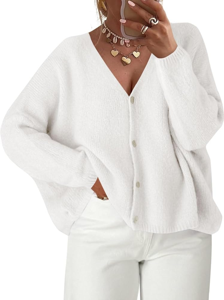 Saodimallsu Womens Oversized Cardigan Sweaters Open Front Button Down V Neck Sweater 2025 Winter ... | Amazon (US)