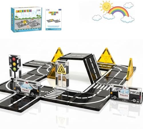 AFUNX Magnetic Tiles Road Expansion Set, STEM Magnetic Building Blocks for Kids Ages 3-5 4-8 5-7,... | Amazon (US)