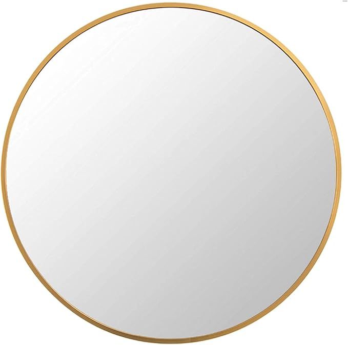 FANYUSHOW 20'' Gold Circle Mirror for Wall Mounted, Modern Brushed Brass Metal Frame Circular Mir... | Amazon (US)