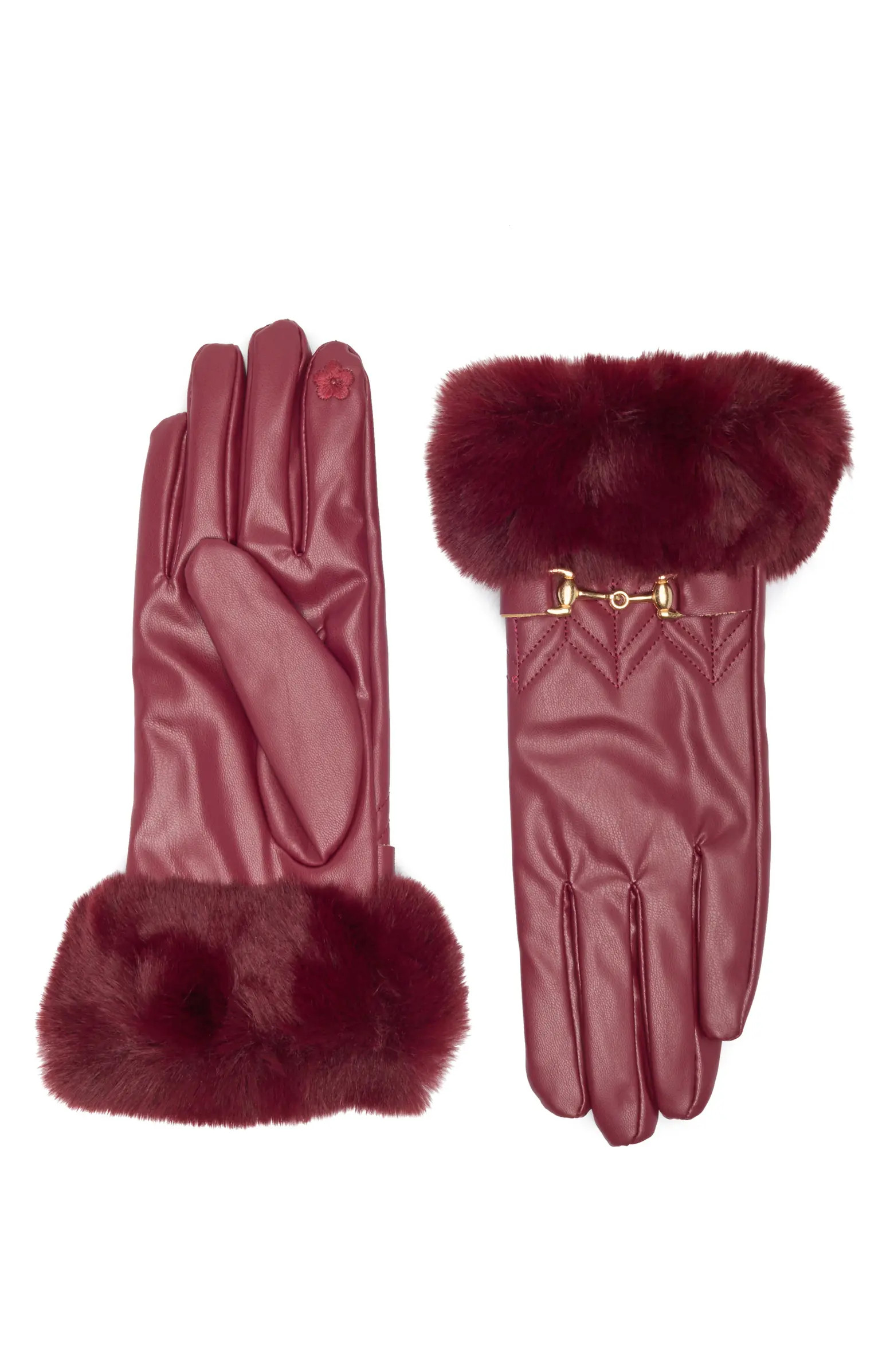 Vince Camuto Horsebit Quilted Faux Leather Gloves with Faux Fur Trim | Nordstromrack | Nordstrom Rack