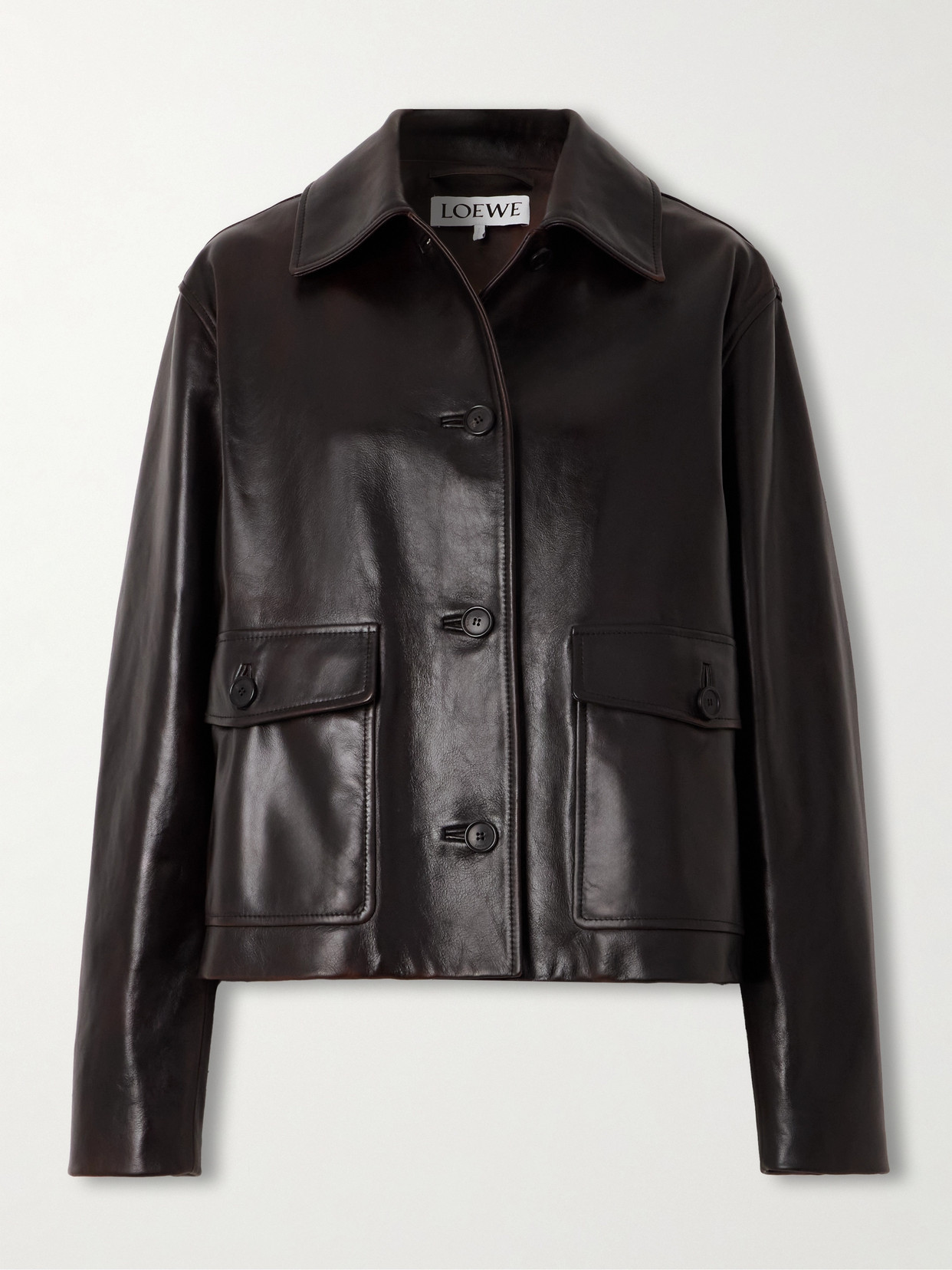 LOEWE - Glossed-leather Jacket - Black | NET-A-PORTER (US)