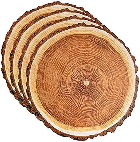 Disposable Wooden Slice Paper Place Mats 50 Pack 13.5‚Äù Round Rustic Brown Wood Slices Charg... | Walmart (US)