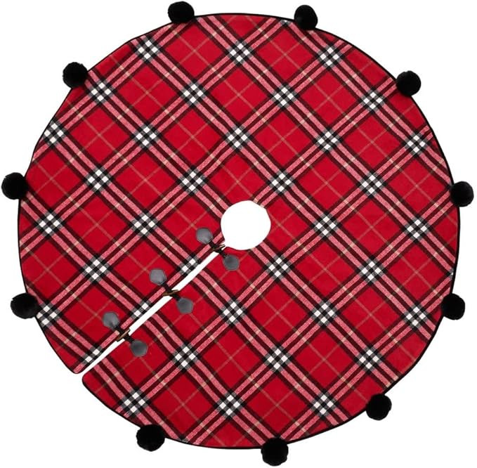 Style Me Pretty Traditional Red Plaid Tree Skirt, Christmas and Holiday Decoration, Red, White an... | Amazon (US)