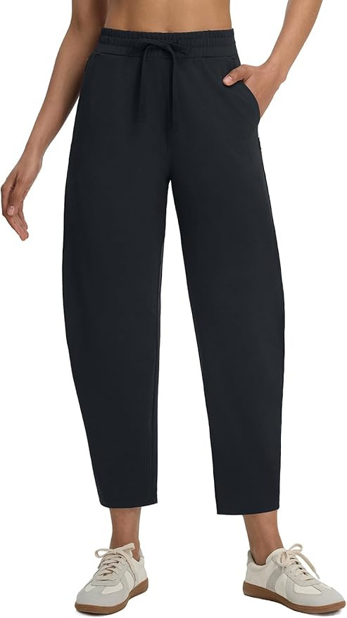 baleaf Womens Barrel Pants with Zipper Pockets Drawstring Athletic Pants Elastic Waisted Casual L... | Amazon (US)