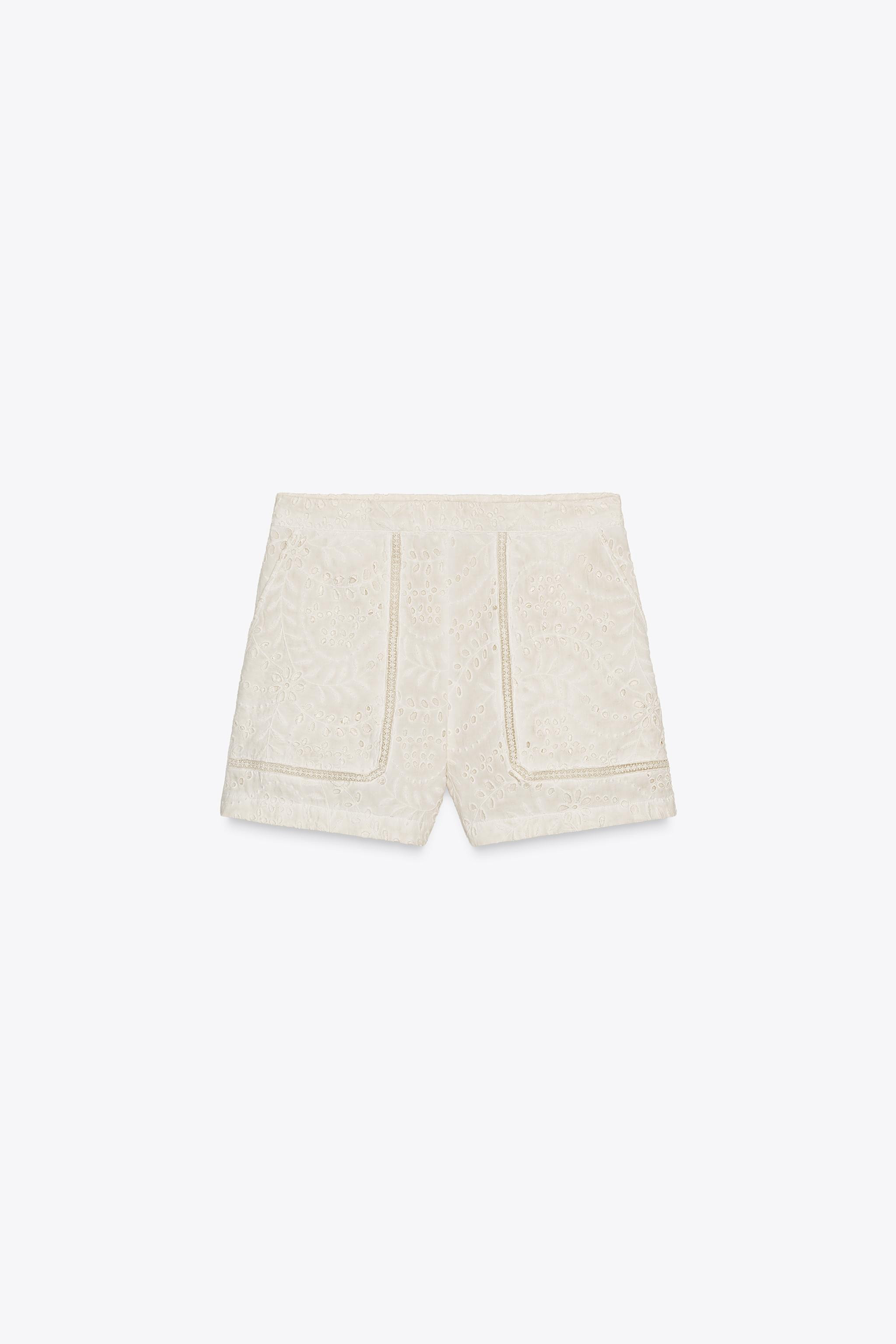ZW COLLECTION CUTWORK EMBROIDERY BERMUDA SHORTS | Zara UK