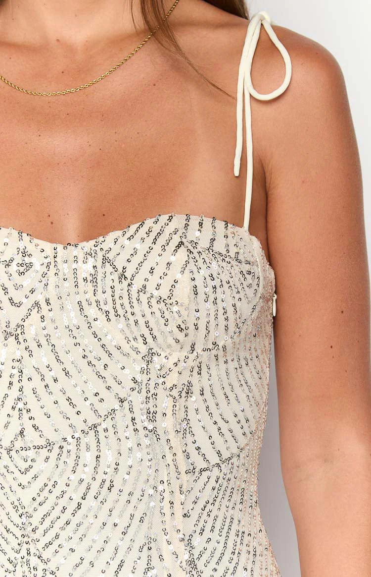 Penny Lane Silver Sequin Mini Dress | Beginning Boutique (US)