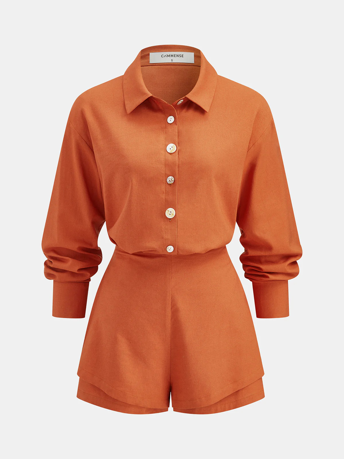 Linen Blend Shirt & Layered Hem Shorts Set | Commense