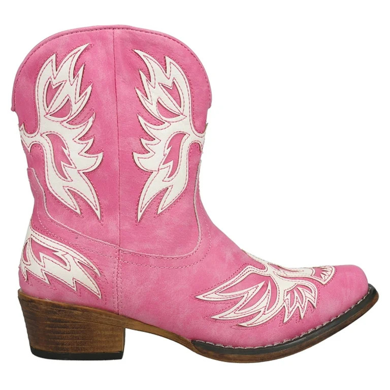 Roper Womens Amelia Tooled Inlay Snip Toe Cowboy  Ankle Boots | Walmart (US)