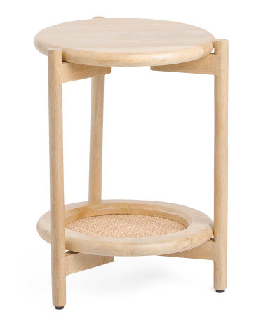 20in Wood Rattan Finish Side Table | TJ Maxx