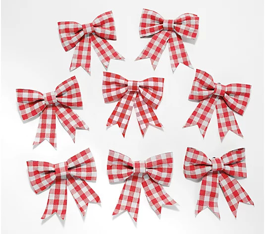 Set of 8 Checkered Bow Clips by Valerie - QVC.com | QVC