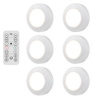 Battery Operated Integrated LED Under Cabinet Puck Lights with Remote (6-Pack) | The Home Depot