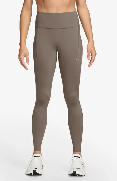 Nike Swift High-Waisted Pocket 7/8 Running Leggings in Mink Brown/Reflective Silver at Nordstrom, Size Xx-Large | Nordstrom