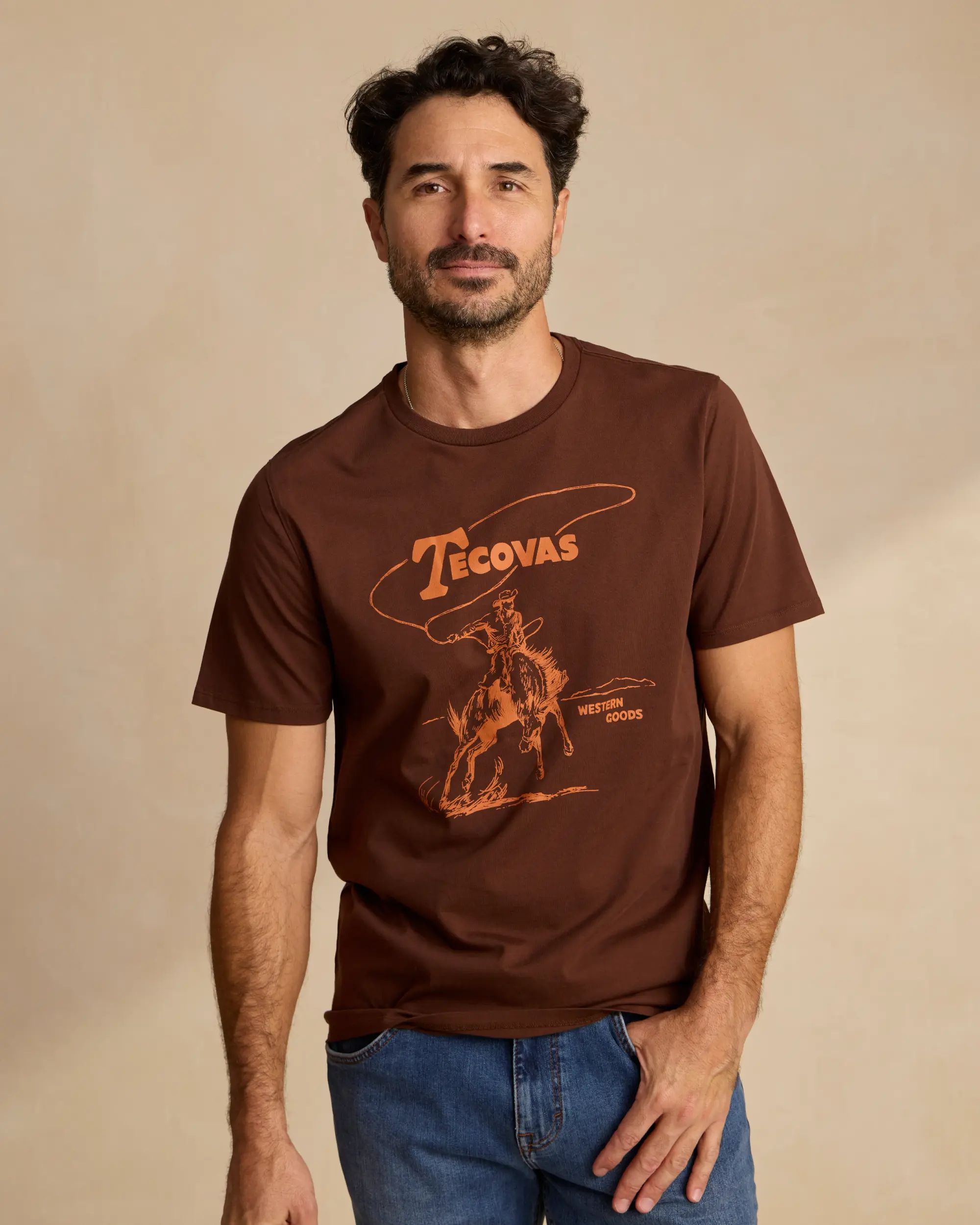 Men's Tecovas Rope Western Goods Tee - Brown/Orange | Tecovas | Tecovas