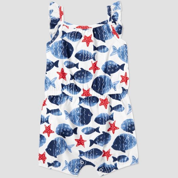 Baby Girls' Fish and Starfish Romper - Just One You® made by carter's Blue | Target