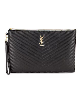 Saint Laurent Monogramme Pouch in Nero | FWRD | FWRD 