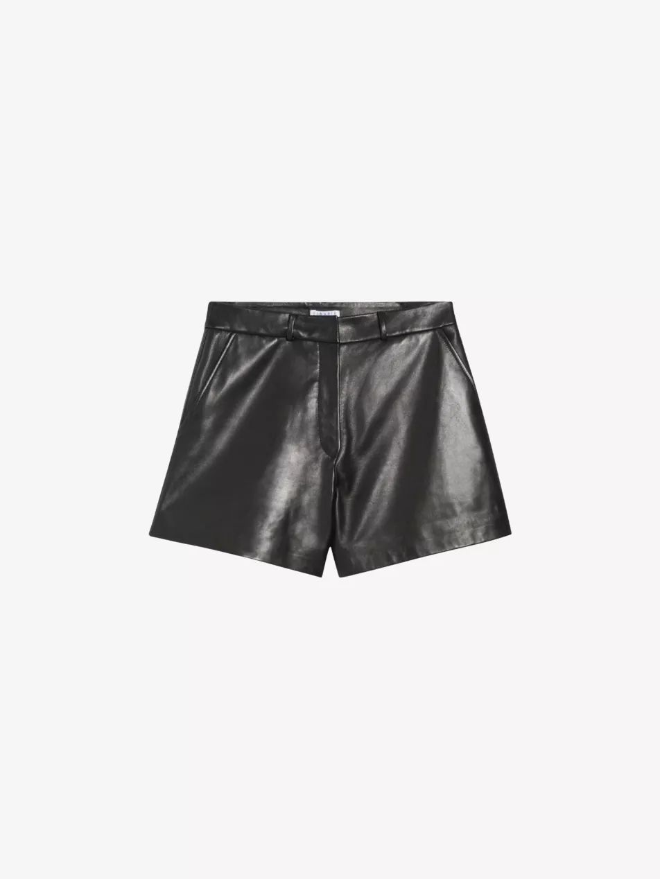 Camille mid-rise straight-fit leather shorts | Selfridges